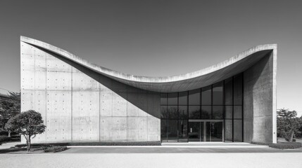 Obraz premium Modern curved concrete building exterior.