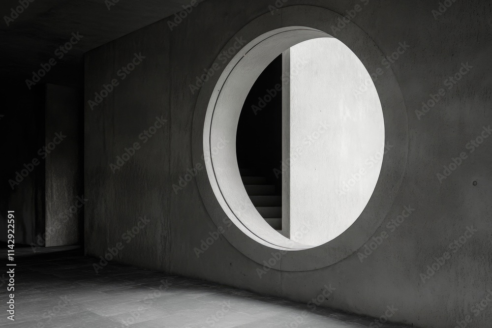 Aufkleber A close-up view of a circular window in black and white, suitable for use as a design element or to add texture to an interior or exterior space