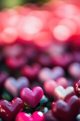 A cluster of red hearts piled high, perfect for expressing love and affection