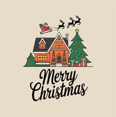 Fototapeta premium Merry Christmas, celebration, decorative, element, holiday, greeting, decoration, calligraphy, banner, festive, graphic, vector, season, merry, black, art, hand, lettering, christmas, white, font,