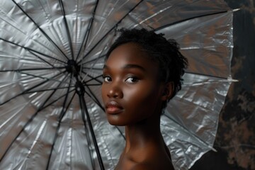Black Photographer. Young African American Woman in Artistic Setting with Camera