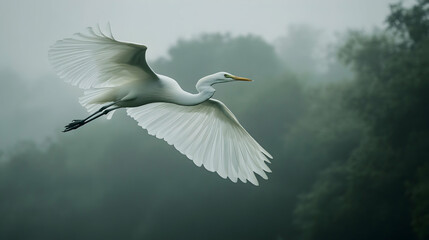 2. A white bird majestically flying through the air, its wings outstretched.