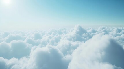 soft clouds floating against a pristine blue sky, creating a peaceful and uplifting atmosphere, with fluffy textures inviting viewers to imagine serenity and calm