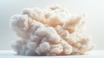 A dense cloud of white smoke on a clean white surface