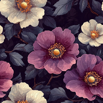 Bohemian style floral design featuring bright colored flowers and elegant leaves for home d&eacute;cor