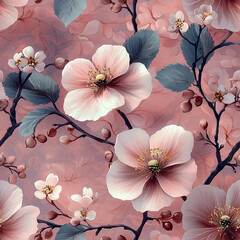 Bright bohemian floral pattern featuring elegant flowers in vibrant colors