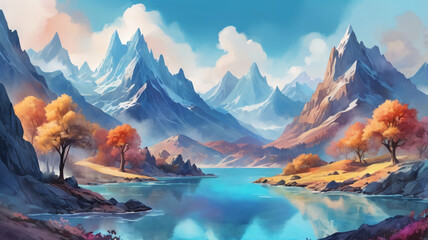 Obraz premium A stunning watercolor painting of a mountain landscape