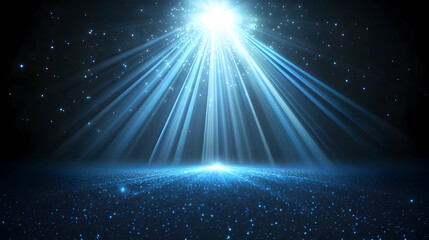 Obraz premium Abstract blue light rays radiating outward, creating a captivating background for science, technology, and innovation -