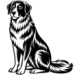 black and white dog illustration