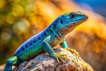 Fototapeta premium Stunning Blue-Tailed Lizard Photography: High-Resolution Images of Blue-Tailed Lizards with Sharp Focus