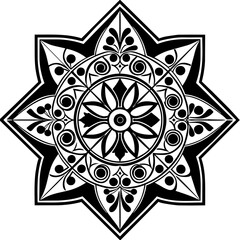 black and white star