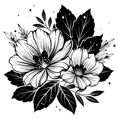 black and white flowers