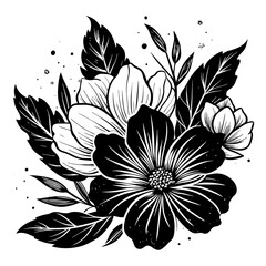 black and white flower