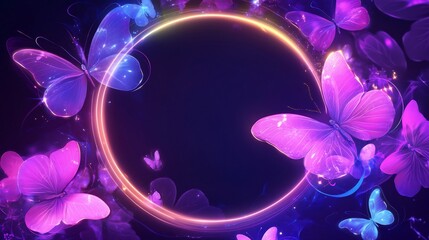 Glowing Butterflies Encircling a Dark Void: A Magical Fantasy Artwork