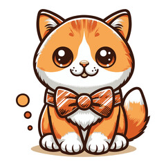 Adorable cartoon cat decorated with flowers and stars