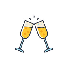 Cheers two drinking glass Icon toasting fruit juice vector illustration