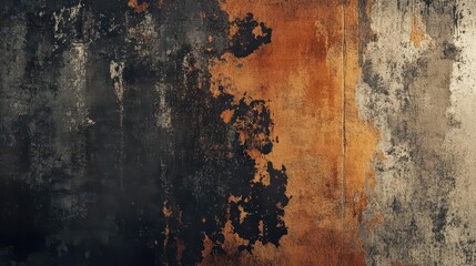 textured abstract artwork reminiscent of organic materials, blending rustic and industrial elements, featuring distressed patterns and earthy tones