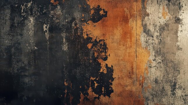 textured abstract artwork reminiscent of organic materials, blending rustic and industrial elements, featuring distressed patterns and earthy tones