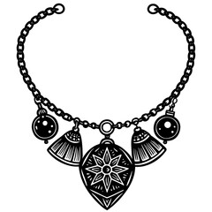black and silver necklace