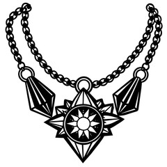 black and silver necklace