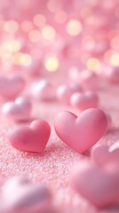 Obraz premium Red heart on pink podium. Romantic decoration for Valentine's Day, wedding, anniversary. Love concept. Festive background for card, poster, banner with copy space