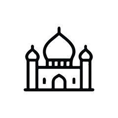 Vector islamic linear style mosque icon set on the white background, vector liner mosque icon