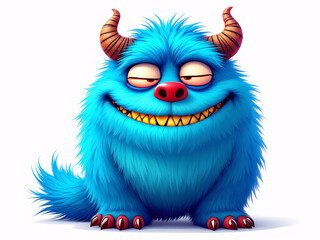 Obraz premium A funny furry blue monster 