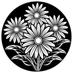 black and white abstract flower