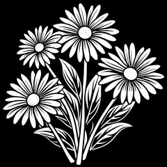 white flower on black background