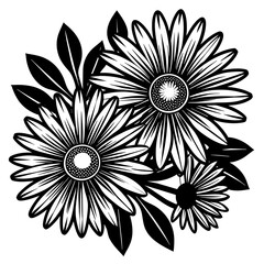 black and white flowers