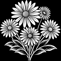 black and white flowers