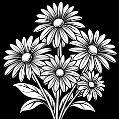 black and white flowers