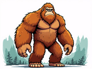 Cartoon illustration of an angry Bigfoot 