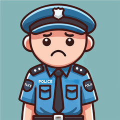 vector of sad police characters