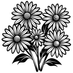 black and white flower vector