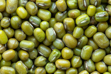 Raw, dry mung beans as an background texture. 