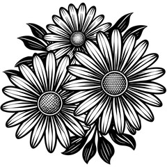 black and white flowers