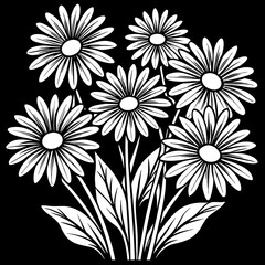 black and white flowers