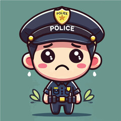 vector of sad police characters