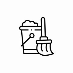 bucket foam broom icon sign vector