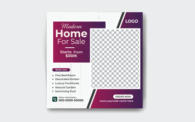 Real Estate House Sale Social Media Post design and square social media post house promotion banner