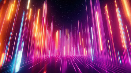Fototapeta premium Abstract background with equalizer effect. Neon lights. Sound wave, AI generative