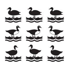 Bird Silhouettes Gooses Ducks silhouette vector illustration 