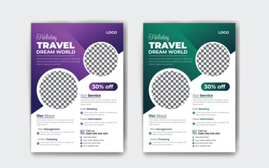 
Travel flyer brochure continent with holiday 

