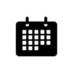 Glyph icon of calendar isolated on white. Vector illustration