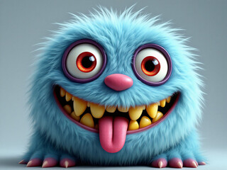 Fototapeta premium A funny furry blue monster 