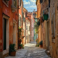 Obraz premium Street in Rovinj, Croatia's old town