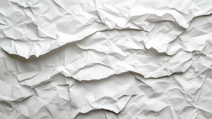 Fototapeta premium Crumbled white paper creates a textured background for artistic and design projects in a soft, neutral tone