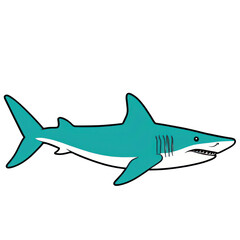 Fototapeta premium Cartoon Blue Shark Swimming Illustration PNG