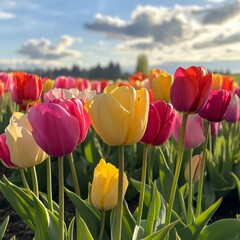 Vibrant tulips in Woodburn, Oregon